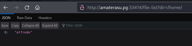 Enumeração do usuário alfredo