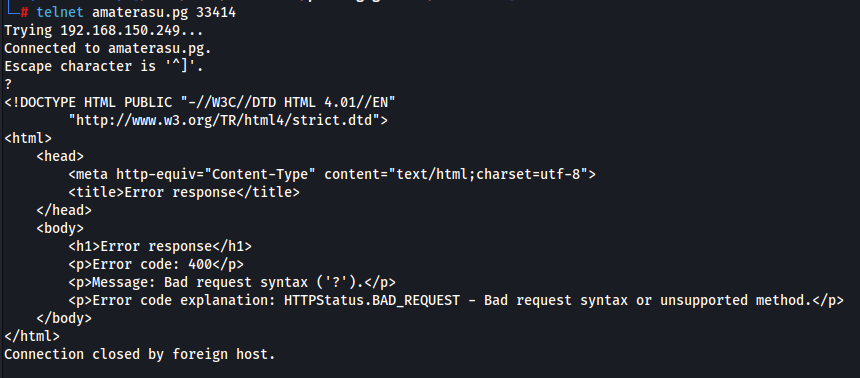 Telnet na porta 33414