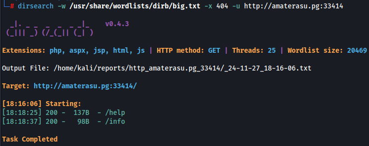 Execução do dirsearch na 33414