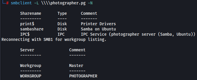 Execução da enumeração do SMB