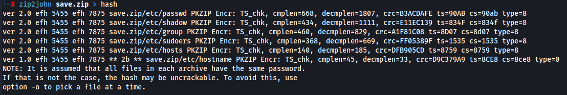 Geração da hash do zip
