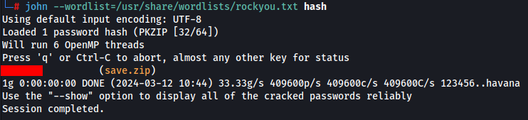 Processo de cracking da hash