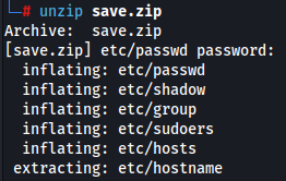 Descompactação do zip
